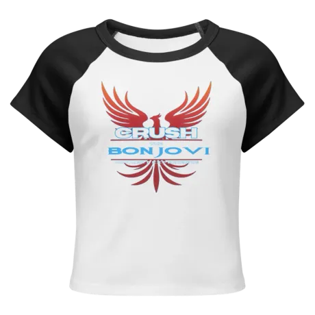 Women’s Micro Rib Raglan Baby Tee in the Crush winged logo print